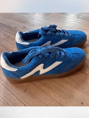 Madden Girl Blue Suede Sneakers with White Accent